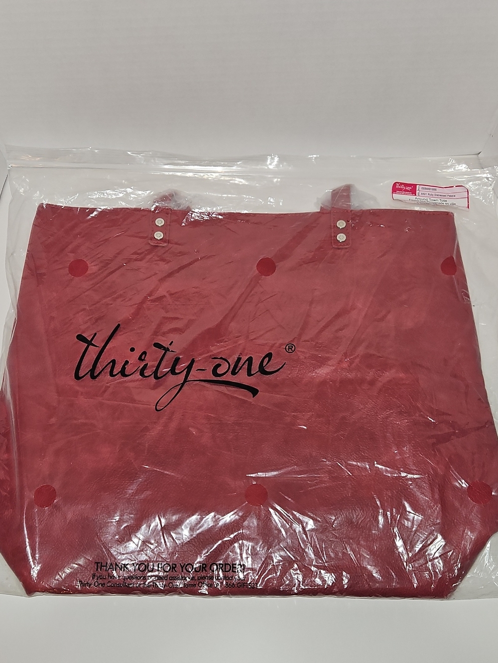 New Thirty-One Around Town Tote in Ruby Distressed Pebble